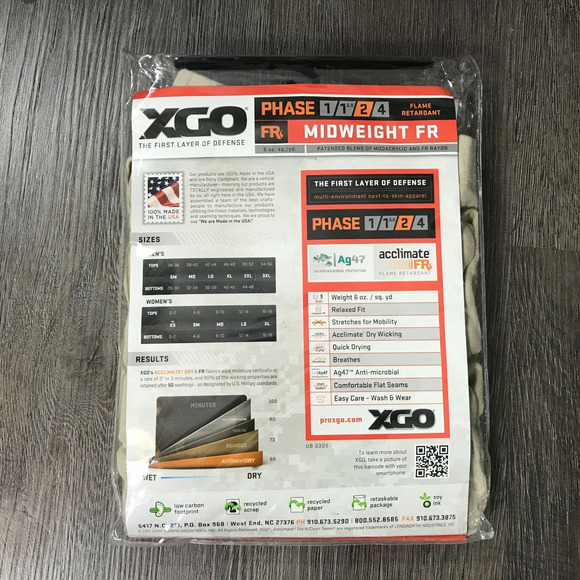 (O5) XGO Flame Retardant Midweight Men's Size 2XL Base Layer Long John Phase 2 - Picture 7 of 8